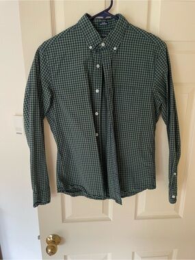 J. Crew Men’s Dark Green Plaid Button-Down Shirt